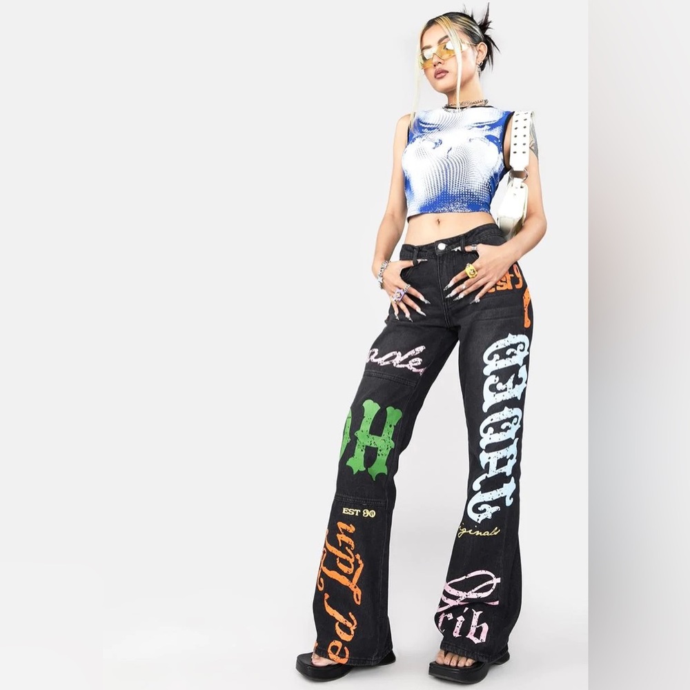 Honeybum Print Lowrise Jeans